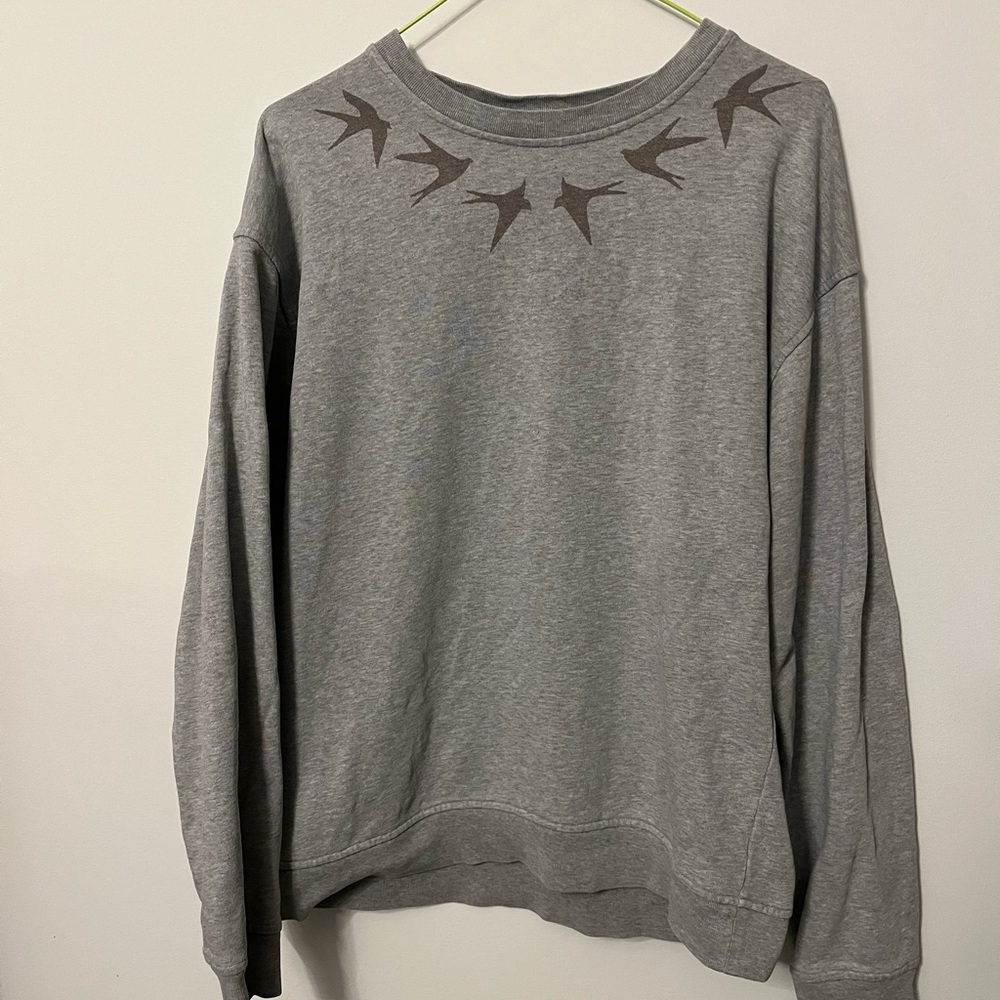 Alexander McQueen Gray Men's Sweater Bird neck Design image 2